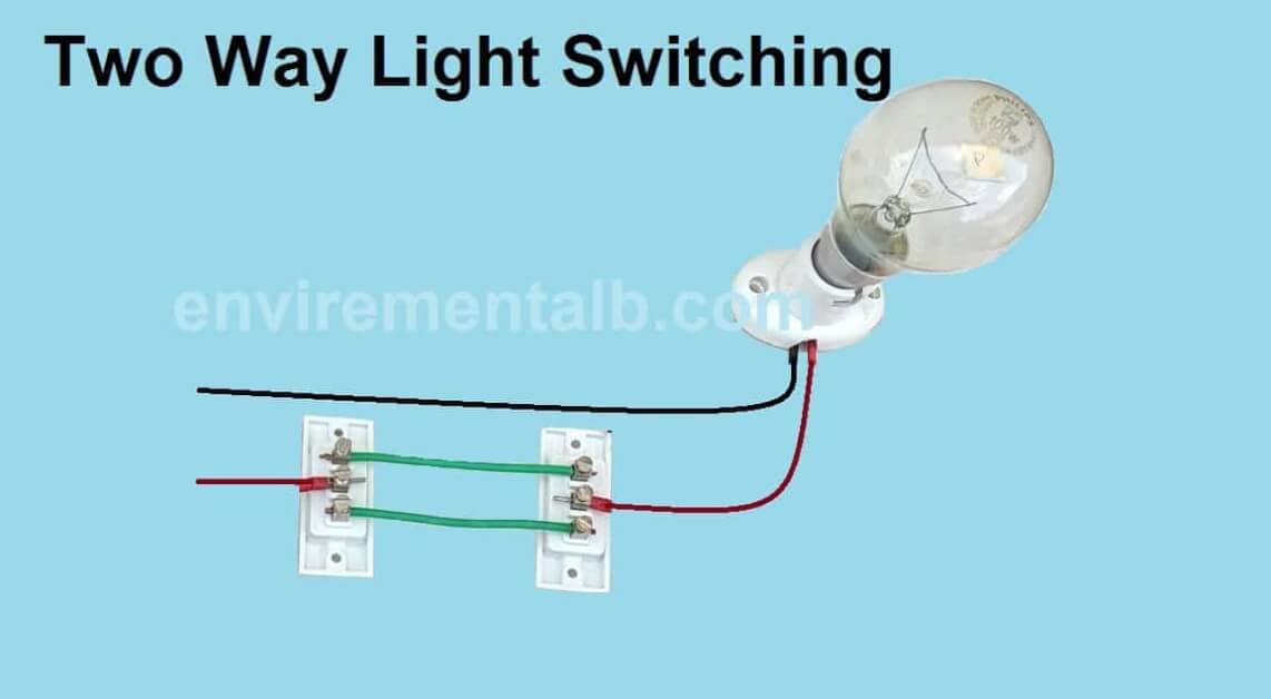Two Way Light Switch Connection And, How To Install Light Fixture With Two Bulbs